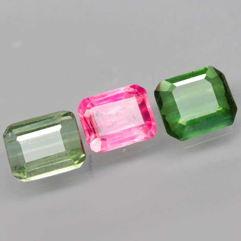 1.47Ct. Tourmaline Pink Green Emerald Cut Mozambique Gem Ravishing! Gemstone