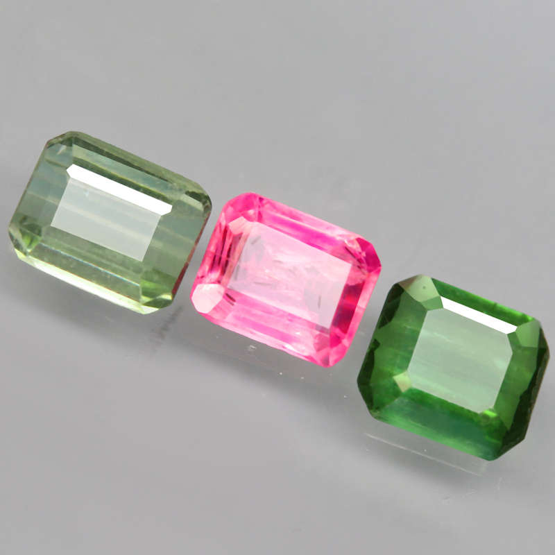 1.47Ct. Tourmaline Pink Green Emerald Cut Mozambique Gem Ravishing! Gemstone