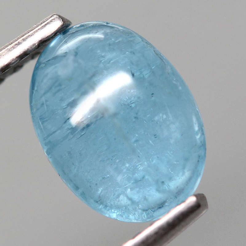 1.03Ct. Aquamarine Blue Oval Cabochon Brazil Gem Shimmering! Unheated Natural