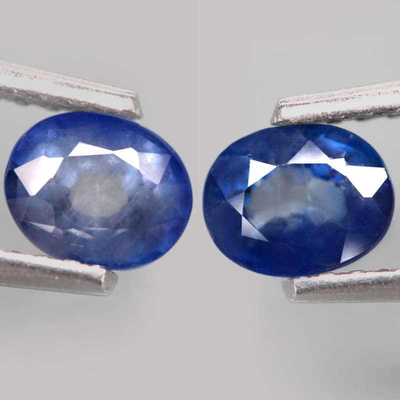 1.32Ct. Sapphire Blue Oval **Pair**Australia Precious Gem Ravishing Colour Normal Heated