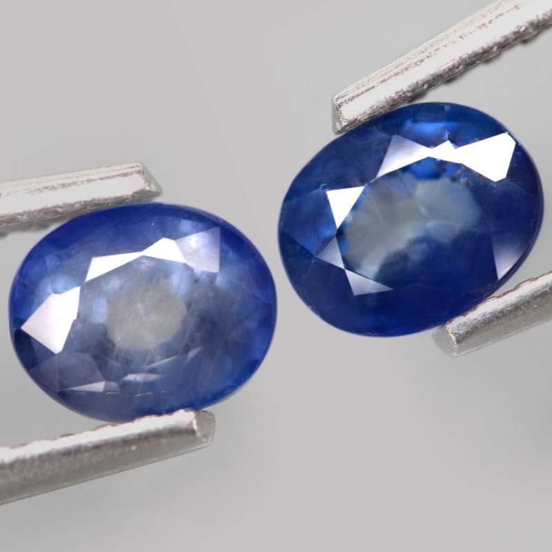 1.32Ct. Sapphire Blue Oval **Pair**Australia Precious Gem Ravishing Colour Normal Heated