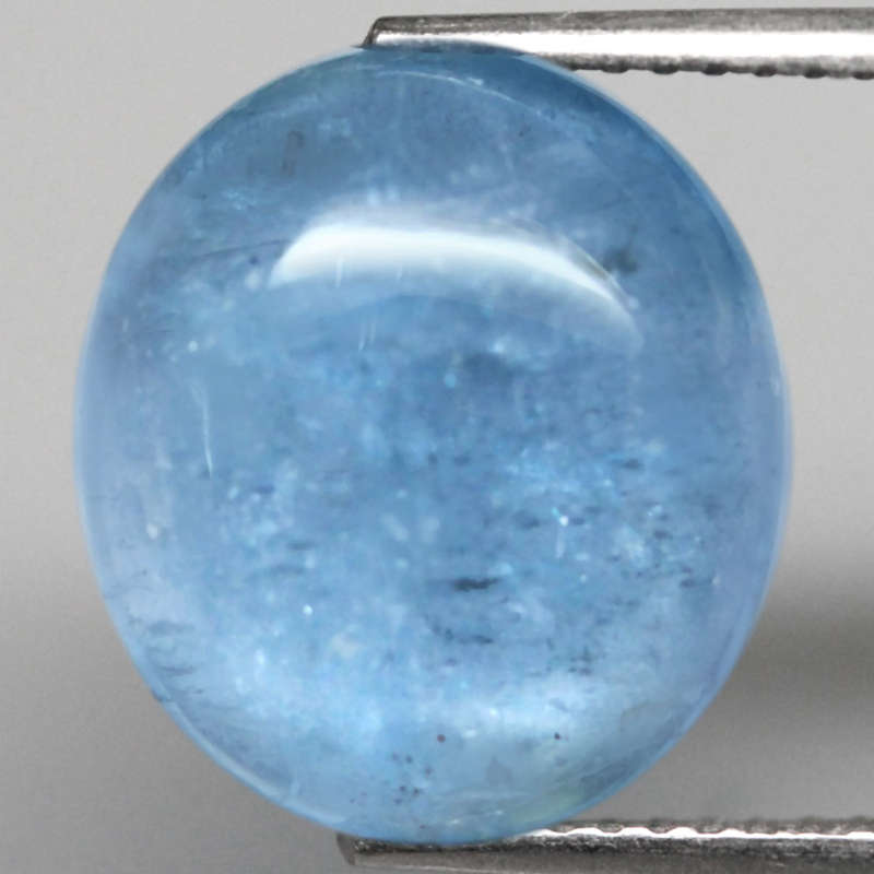 5.32Ct.  Aquamarine Ocean Blue Round Cabochon Large Gemstone Brazil Shimmering!