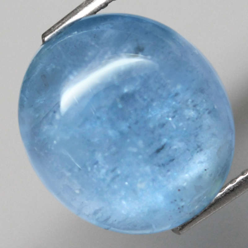 5.32Ct.  Aquamarine Ocean Blue Round Cabochon Large Gemstone Brazil Shimmering!