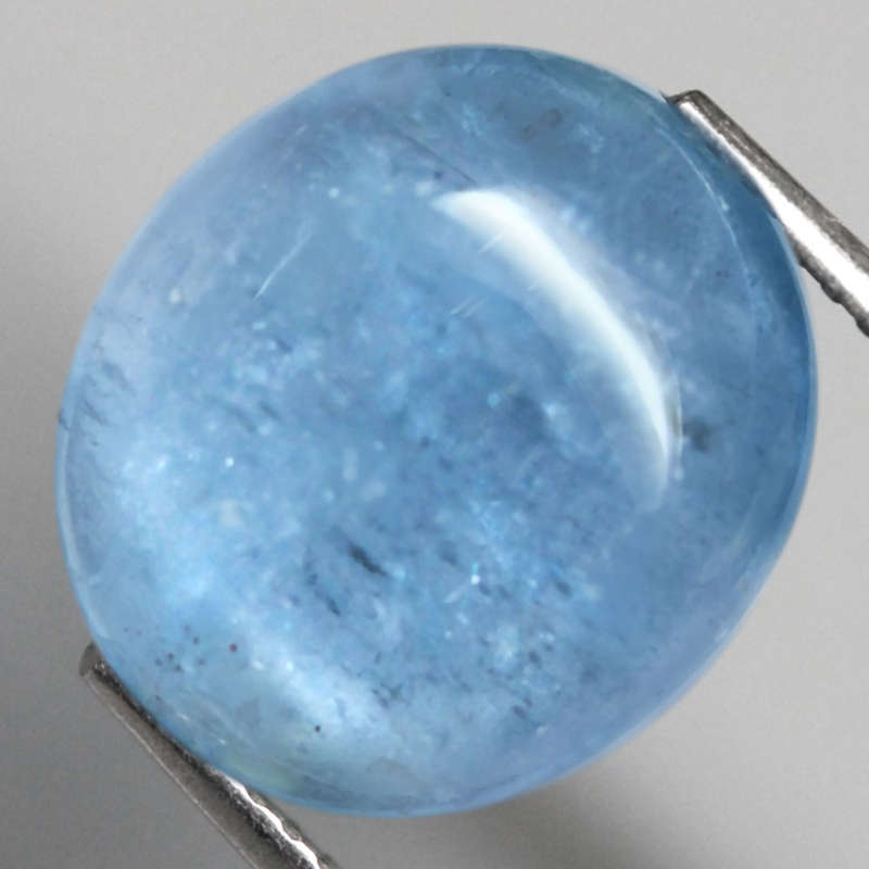 5.32Ct.  Aquamarine Ocean Blue Round Cabochon Large Gemstone Brazil Shimmering!