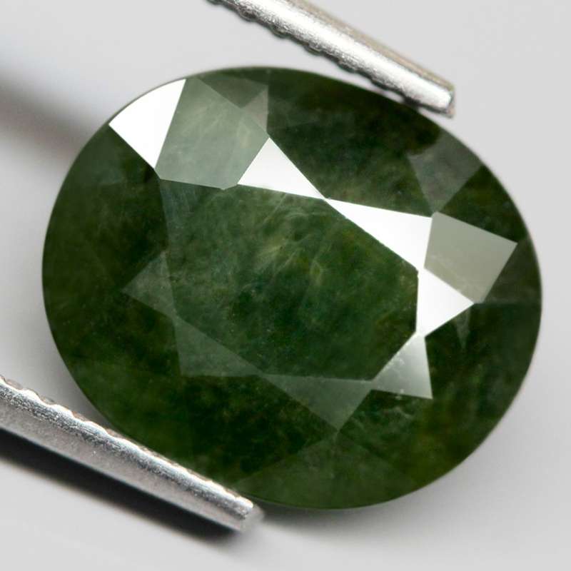 3.99Ct.  Sapphire Green Oval Gem Ravishing Color Normal Heated Gemstone