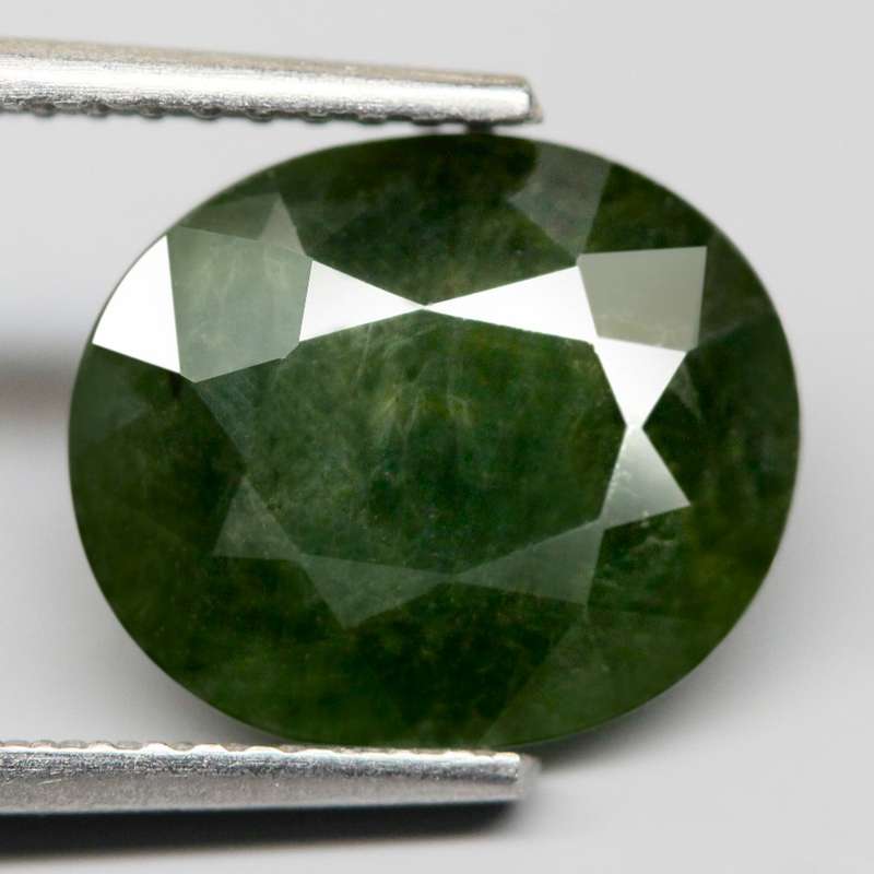 3.99Ct.  Sapphire Green Oval Gem Ravishing Color Normal Heated Gemstone