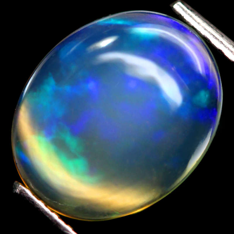 1.96Ct. Opal Oval Cabochon Multi Colors Glittering Rainbow 3D Ethiopian Gemstone