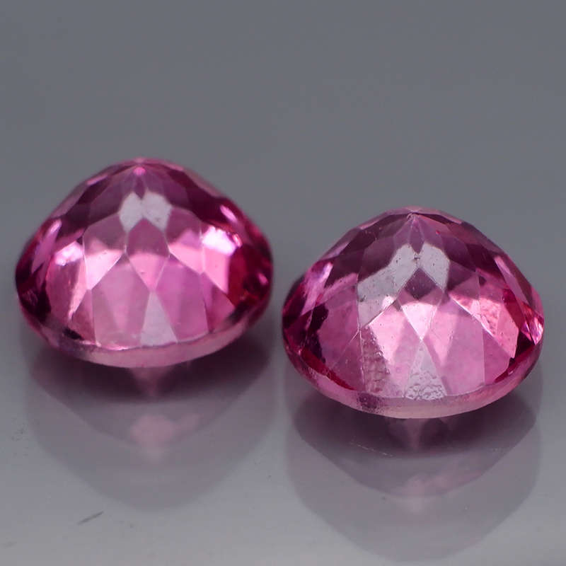 6.73Ct. Pink Topaz Brazil Round 9 mm.PAIR Beautiful Color Full Sparkling & CLEAN