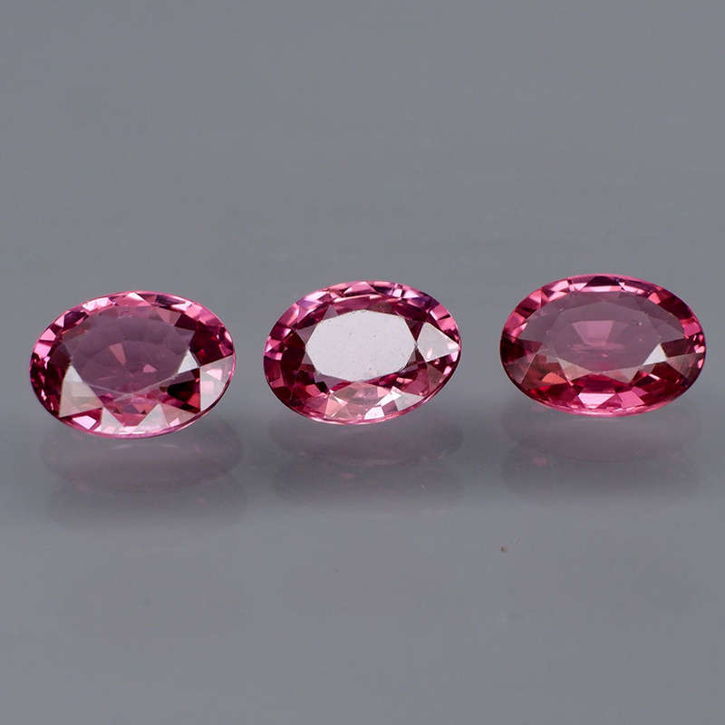 Cherry Pink Rhodolite Garnet Oval 3Pcs/4.56Ct 8x6 mm.Ravishing Color! Africa