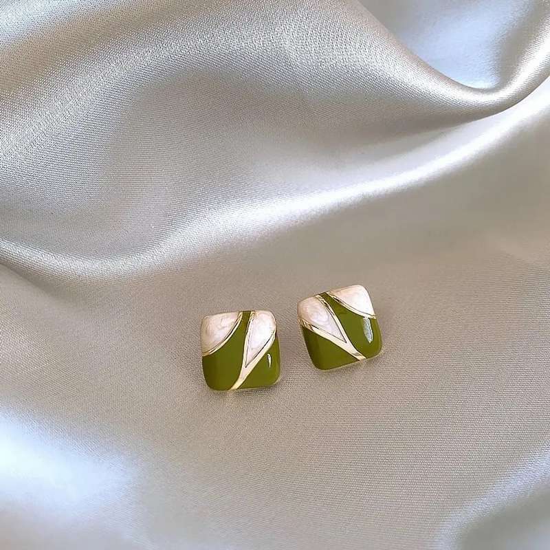 Square Dripping Oil  Alloy Ear Studs Women  Earrings