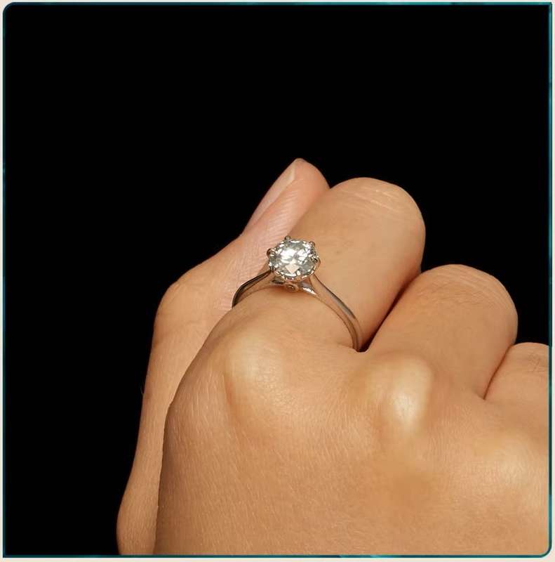 1.00 Carat Moissanite**GRA Certified**  VVSI/D Engagement Ring in Sterling Silver