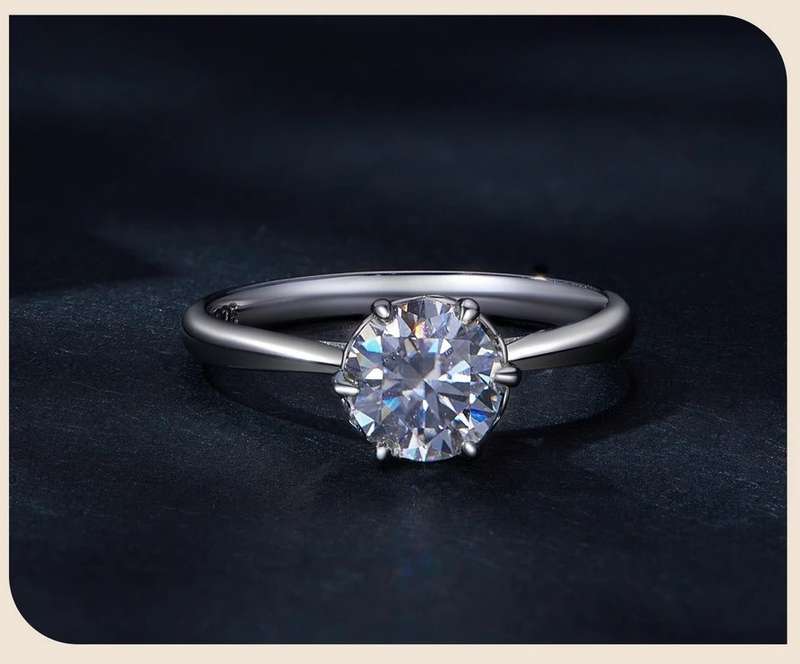 1.00 Carat Moissanite**GRA Certified**  VVSI/D Engagement Ring in Sterling Silver
