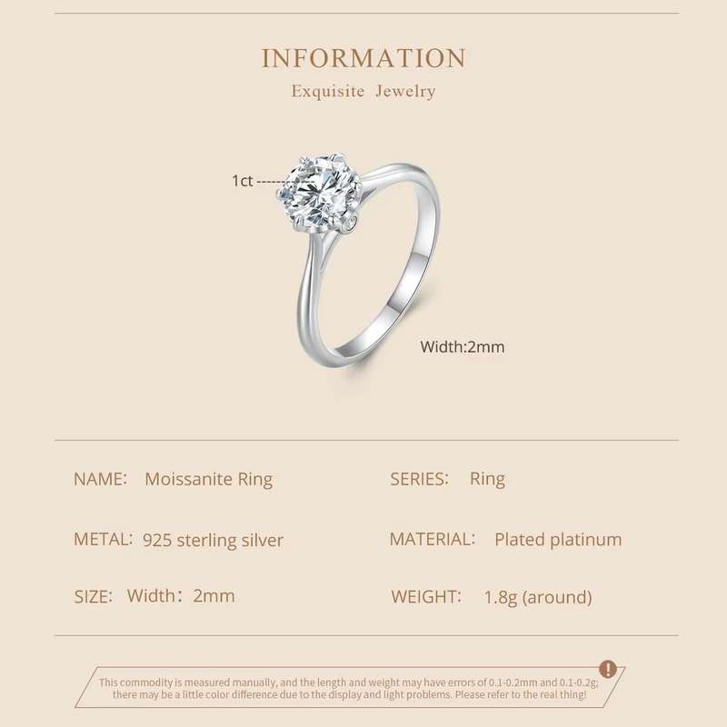 1.00 Carat Moissanite**GRA Certified**  VVSI/D Engagement Ring in Sterling Silver