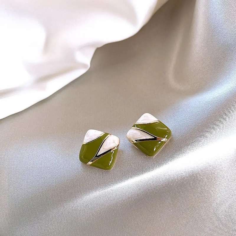 Square Dripping Oil  Alloy Ear Studs Women  Earrings