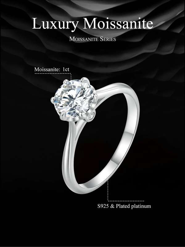 1.00 Carat Moissanite**GRA Certified**  VVSI/D Engagement Ring in Sterling Silver