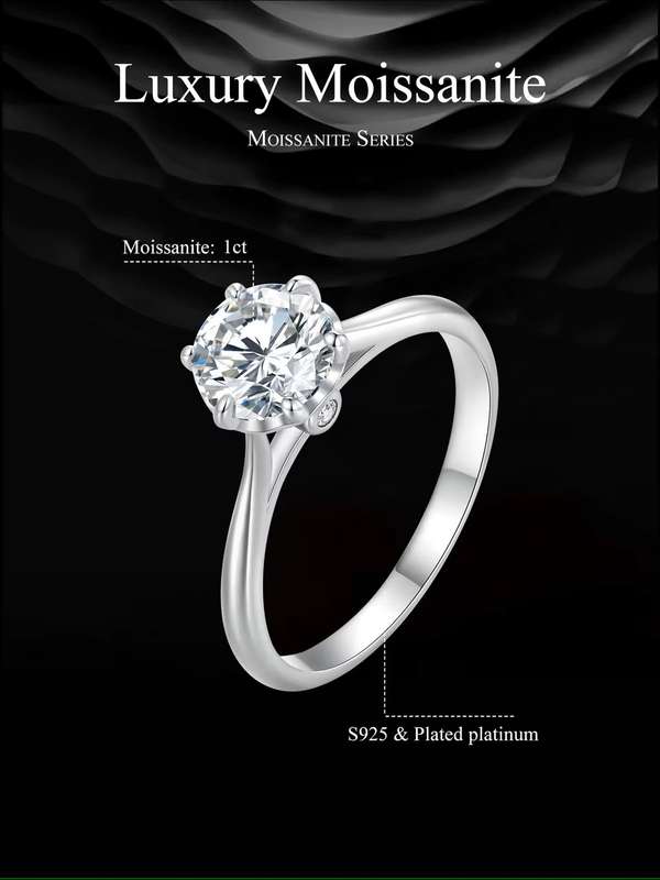 1.00 Carat Moissanite**GRA Certified**  VVSI/D Engagement Ring in Sterling Silver