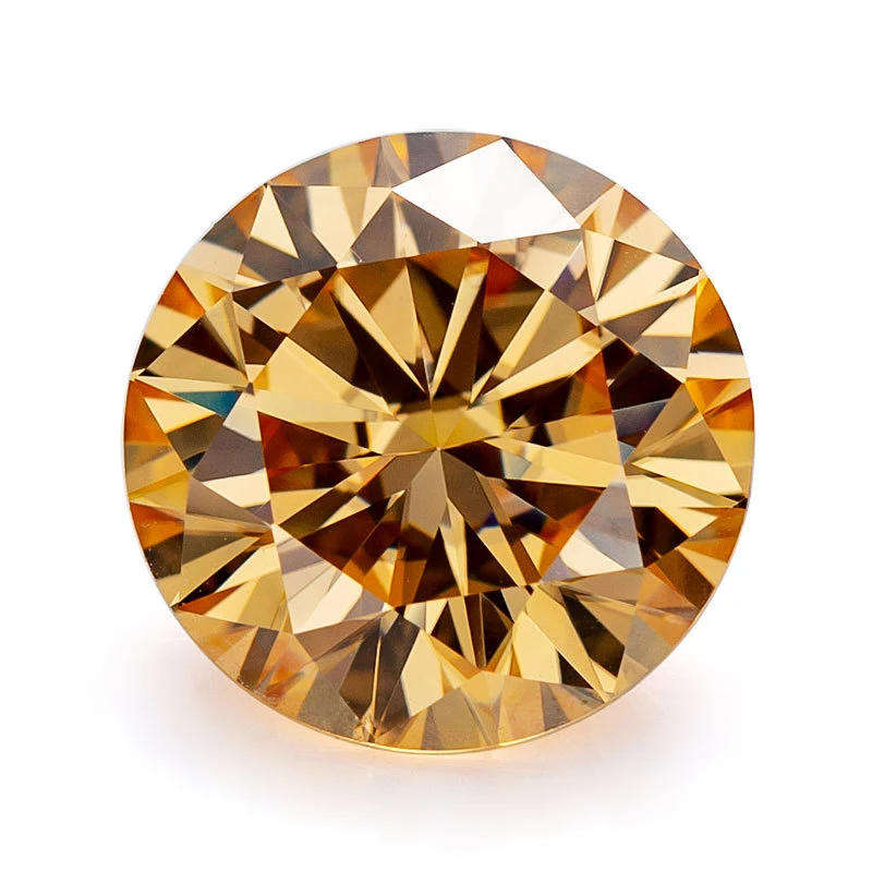 Moissanite Champagne 1ct VVSI Round Brilliant Cut - GRA Certified