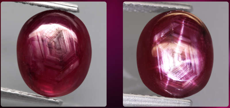 3.36Ct.  Ruby Star Front & Behind 6 Rays Purplish Red Cabochon Tanzania Unheated