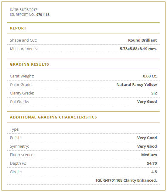 0.68Cts  DIAMOND ROUND**CERTIFIED** SI2 LIGHT YELLOW NATURAL