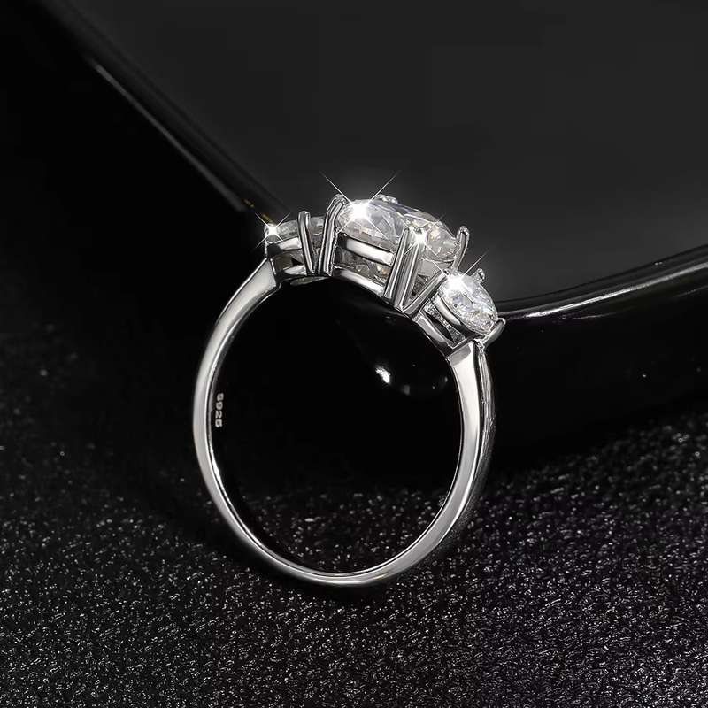 3.00 Carat Trilogy Moissanite Rose Gold  VVSI/D Engagement Ring **GRA Certified**