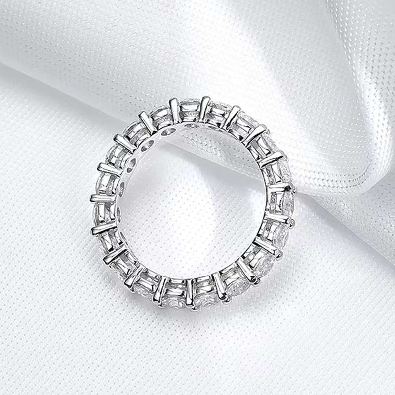 Serenity  Zircon D Color 3mm Row Ring   Silver Finger Ring