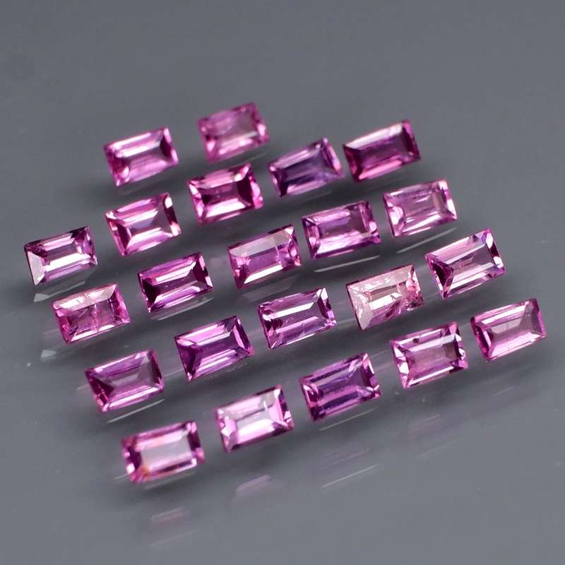 Pink  Sapphire 0.65Ct.Baguette 2.5x1.5 mm.Beautiful Color! UNHEATED