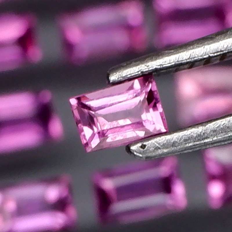 Pink  Sapphire 0.65Ct.Baguette 2.5x1.5 mm.Beautiful Color! UNHEATED
