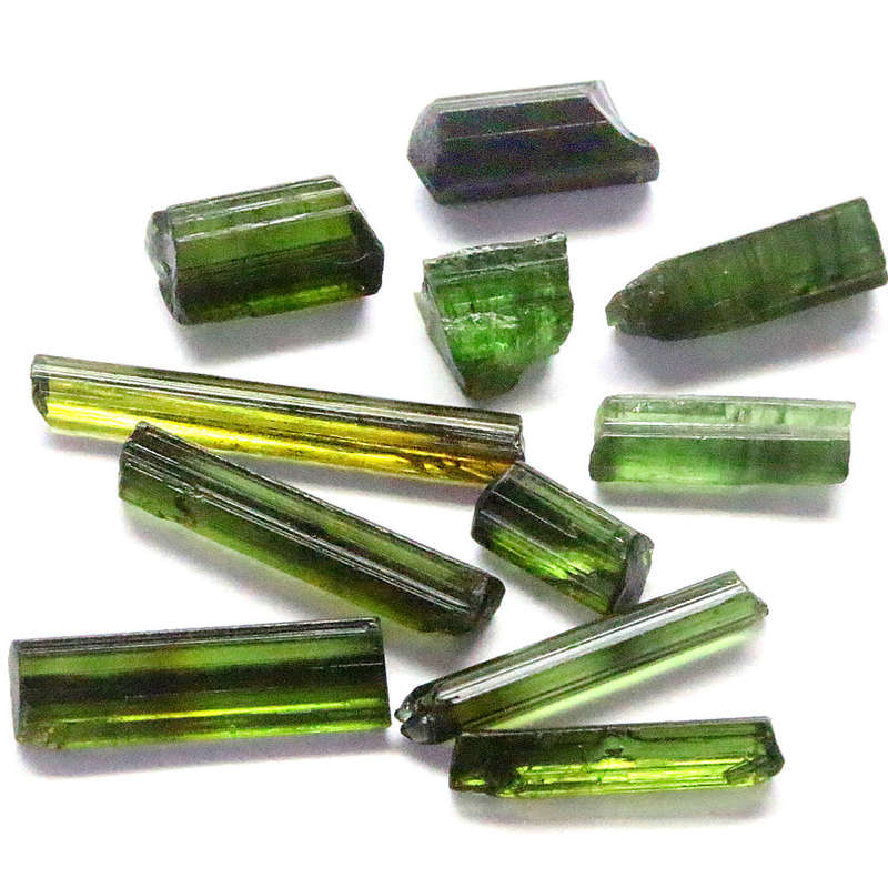 13.10Ct. Tourmaline Green Color Rough 11Pces Unheated Mine Nigeria Natural Gemstone