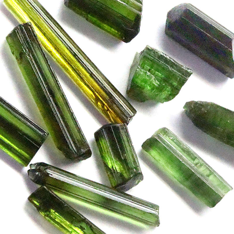 13.10Ct. Tourmaline Green Color Rough 11Pces Unheated Mine Nigeria Natural Gemstone
