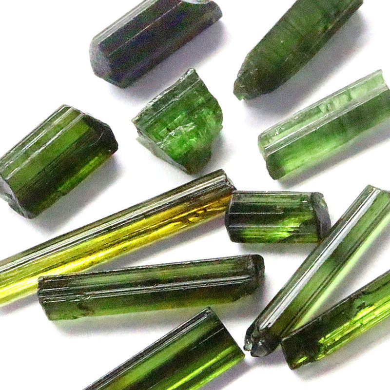 13.10Ct. Tourmaline Green Color Rough 11Pces Unheated Mine Nigeria Natural Gemstone