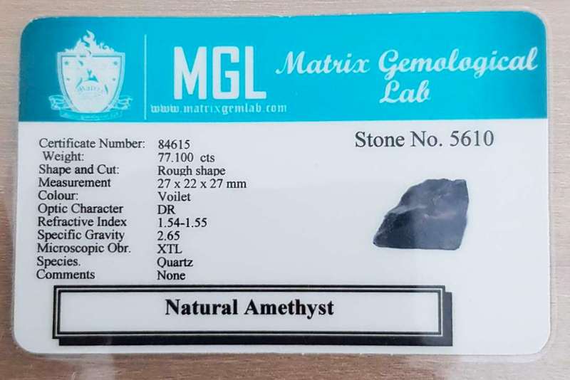 77.1Ct.  Amethyst Rough Purple  Natural Brazil