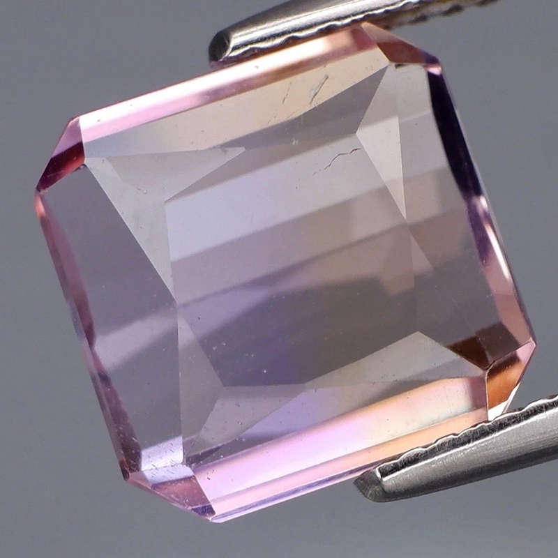 4.46Ct.Bolivian Ametrine Purple & Golden Perfect Shape Natural