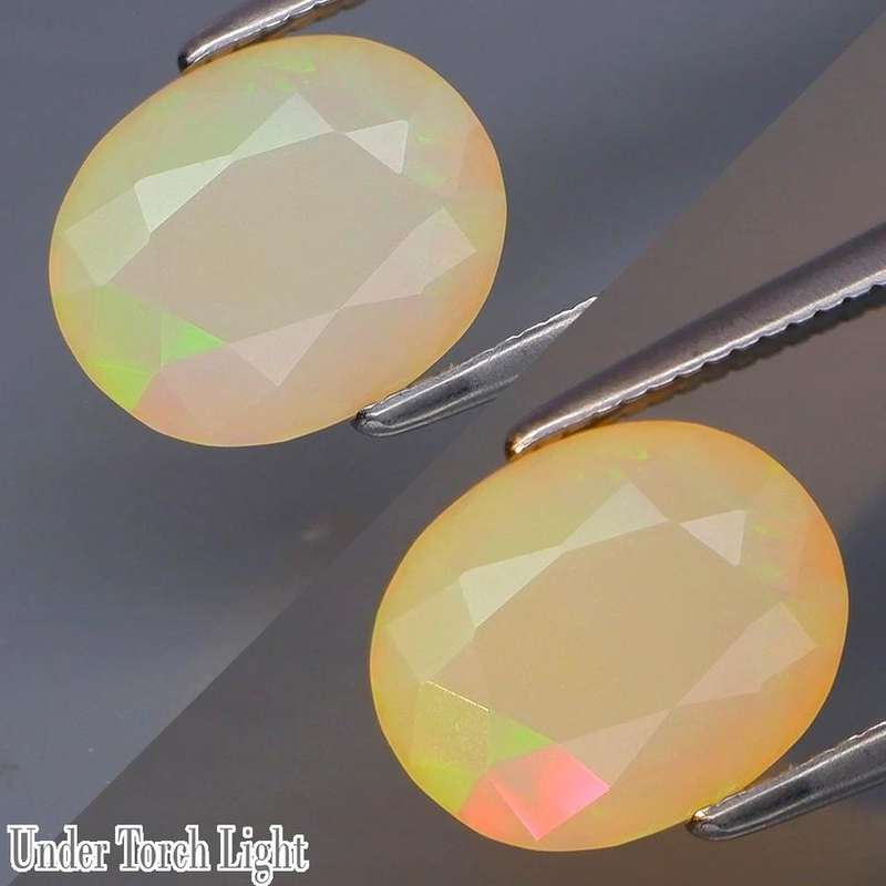 1.53Ct. Opal Fecetted Oval  Yellow & Rainbow Color Sparkling  Ethiopia Natural