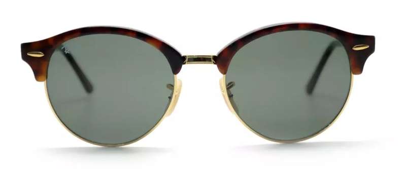 Ray-Ban Clubround Green Lens Tortoise/Gold Frame Unisex Sunglasses RB4246