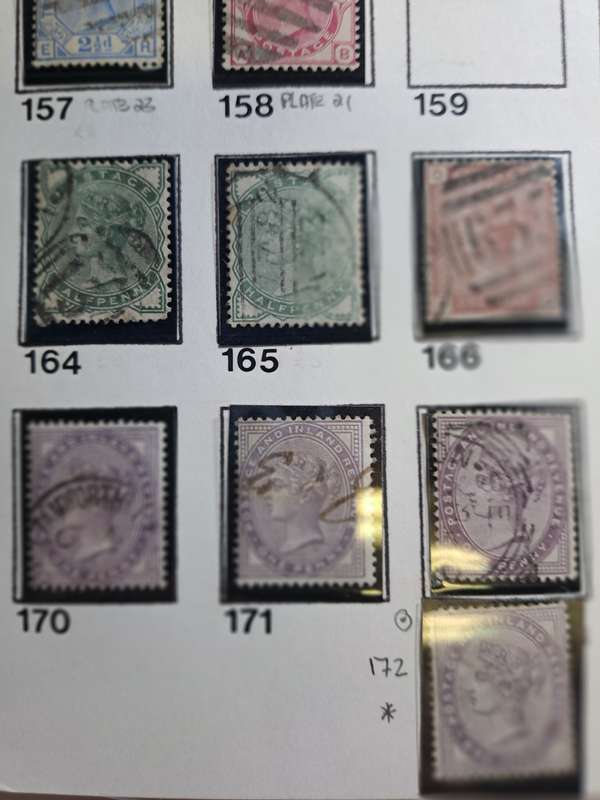 26 QV stamps of Great Britain - numbers between 139 and 174 - Reduced price