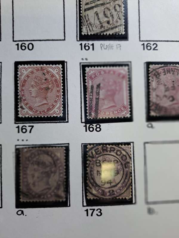 26 QV stamps of Great Britain - numbers between 139 and 174 - Reduced price