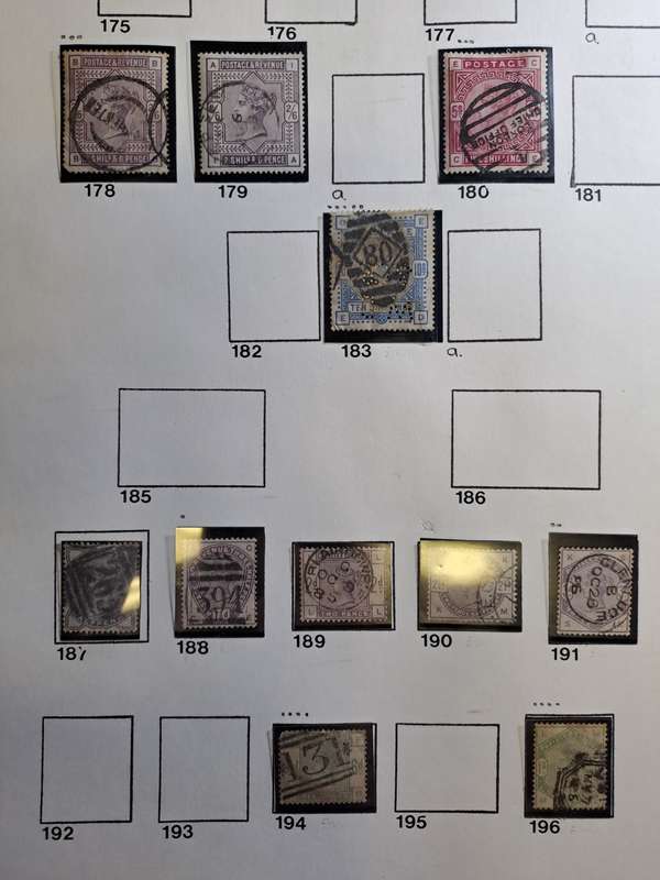 QV - GB stamps - 11 individual stamps numbers between 178 and 196 - Reduced price