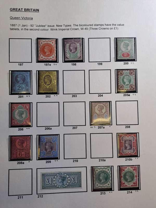 QV - GB - Mint selection of 13 stamps (between numbers 197 and 214) - Reduced price
