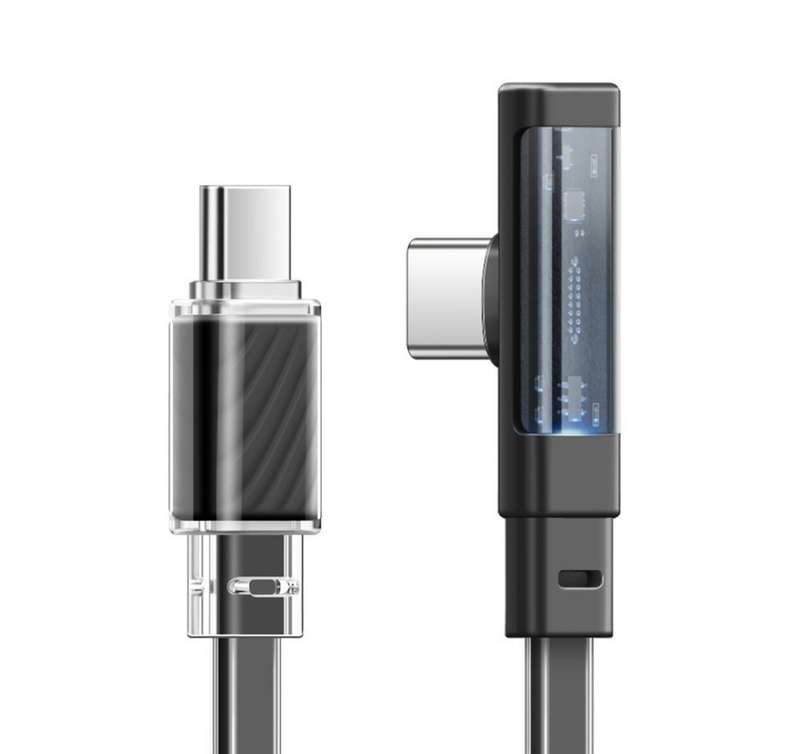 Mcdodo 65w USB C Type-C LED Fast Charging Cable 90 Degree Bend Flat Cable