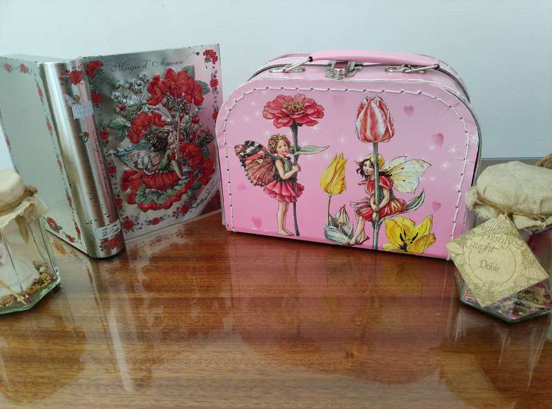 Freshly caught fairies in jars & suitcase