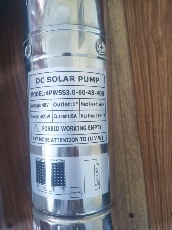 Solar Submersible pump,3000 l/h , Max Head 60