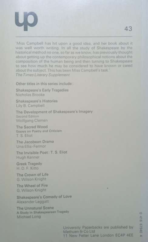Lily B. Campbell, Shakespeare's Tragic Heroes: Slaves of Passion