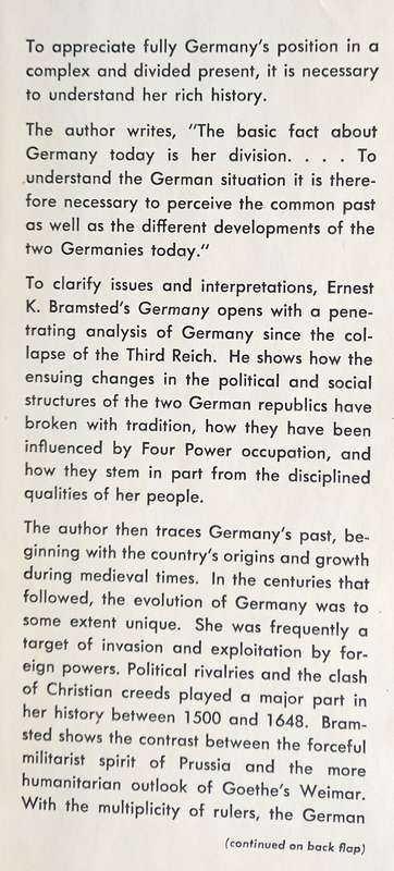 Ernest K. Bramsted, Germany