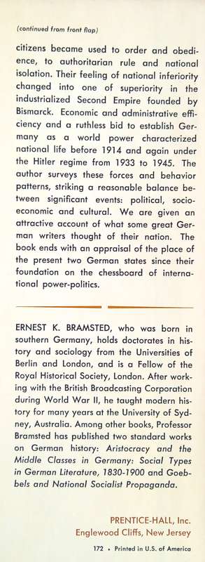 Ernest K. Bramsted, Germany