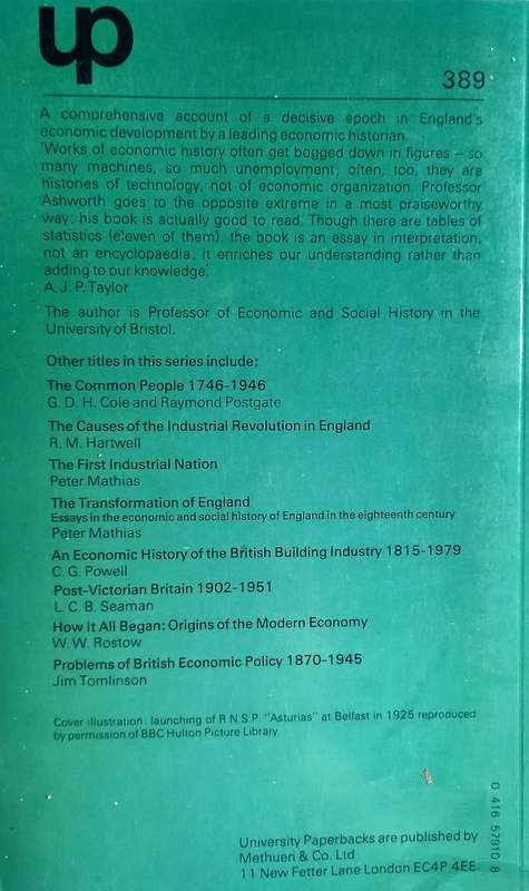 William Ashworth, An Economic History of England, 1870-1939