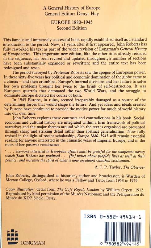 J.M. Roberts, Europe, 1880-1945