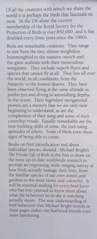 Michael Bright, The Private Life of Birds: A Worldwide Exploration of Bird Behaviour