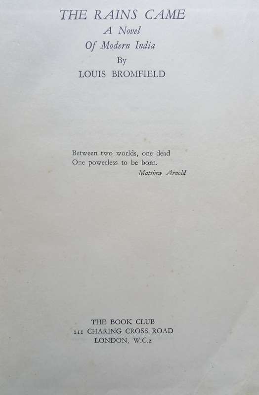Louis Bromfield, The Rains Came