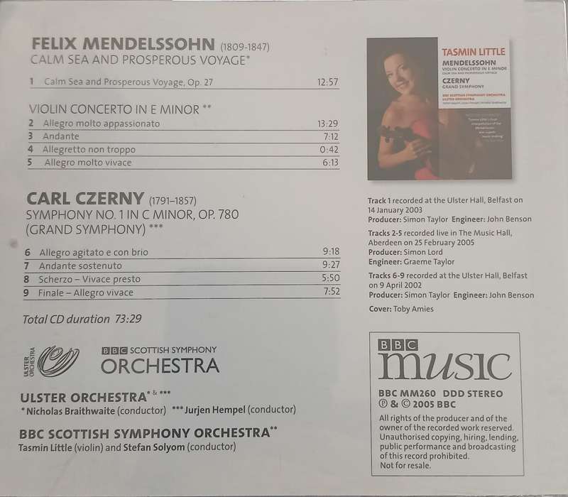 Mendelssohn: Violin Concerto & Czerny, Symphony no. 1