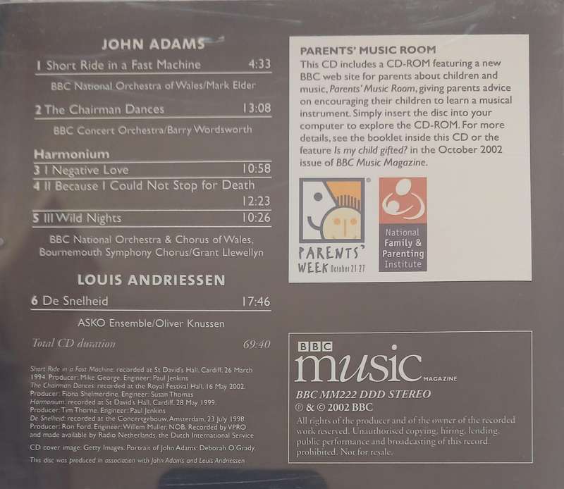 John Adams: Harmonium & Andriessen: De Snelheid etc.